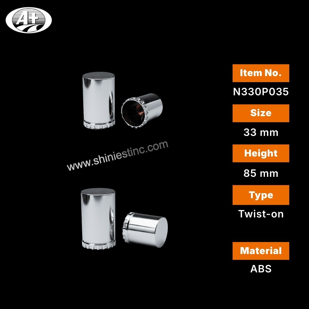 Twist-on 33mm Chrome ABS Round Lug Nut Cover for Heavy Duty Trucks