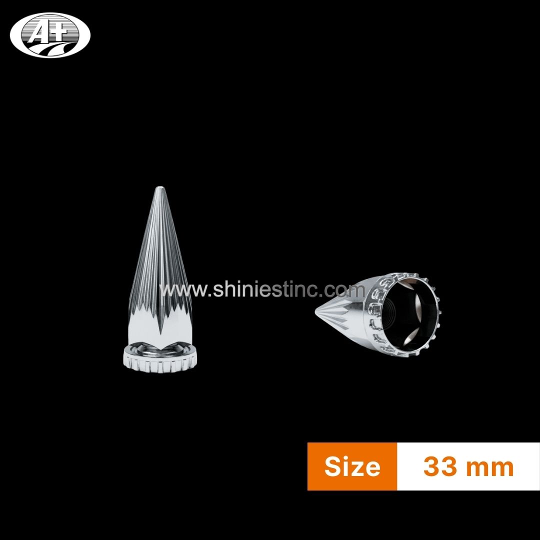 Twist-on 33mm Chrome ABS Spike Lug Nut Cover for Heavy Duty Trucks