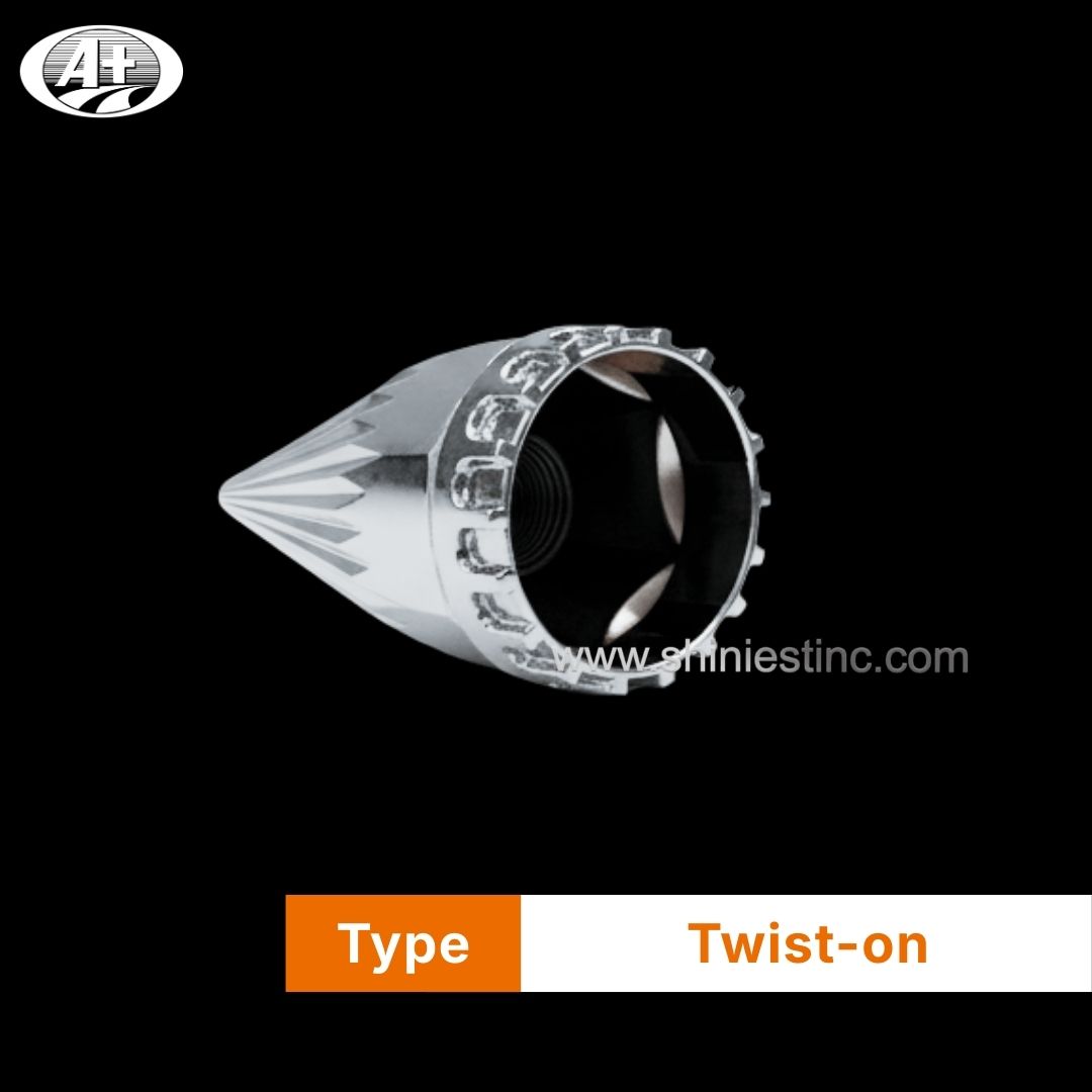 Twist-on 33mm Chrome ABS Spike Lug Nut Cover for Heavy Duty Trucks