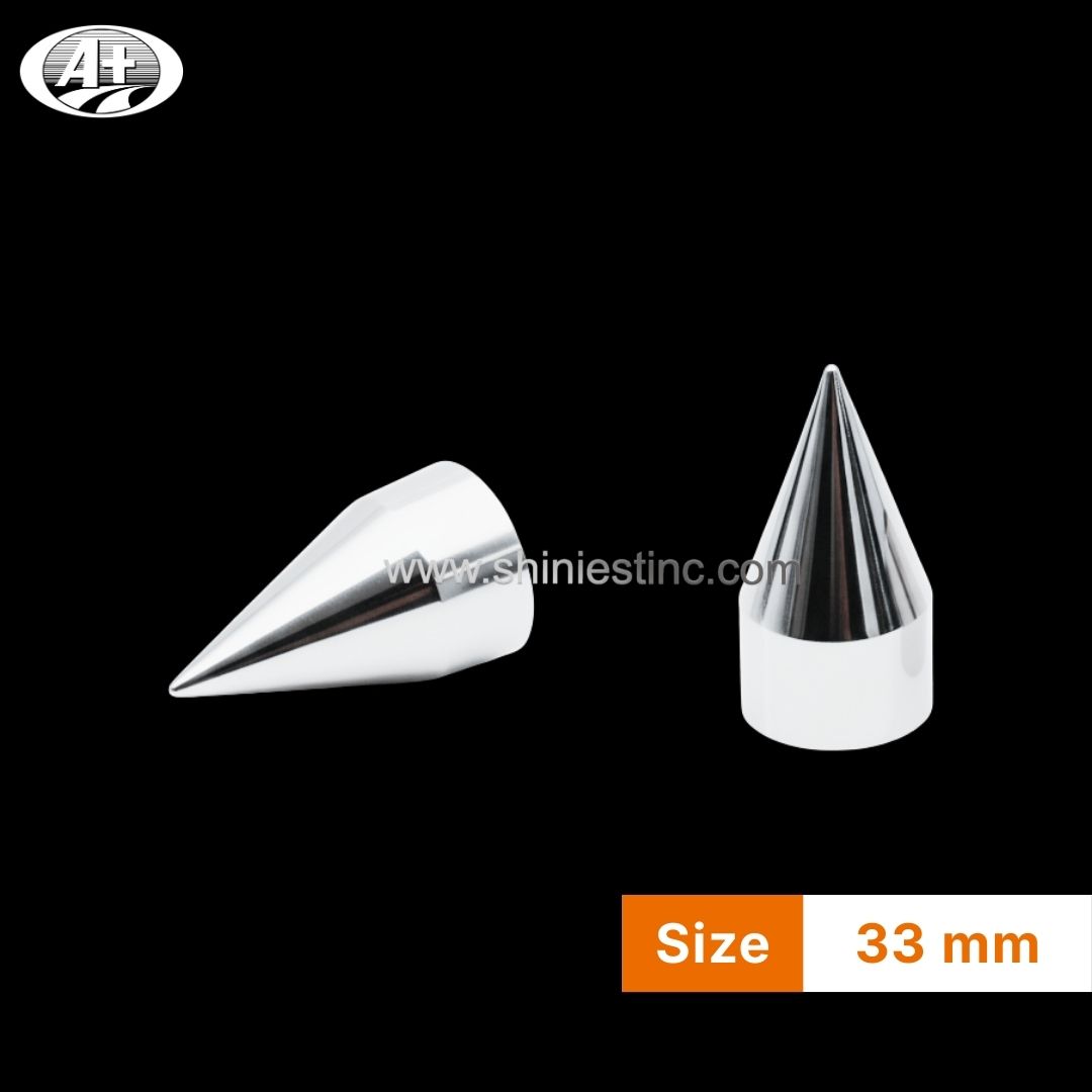 33mm Chrome ABS Spike Lug Nut Cover for American Heavy Duty Trucks