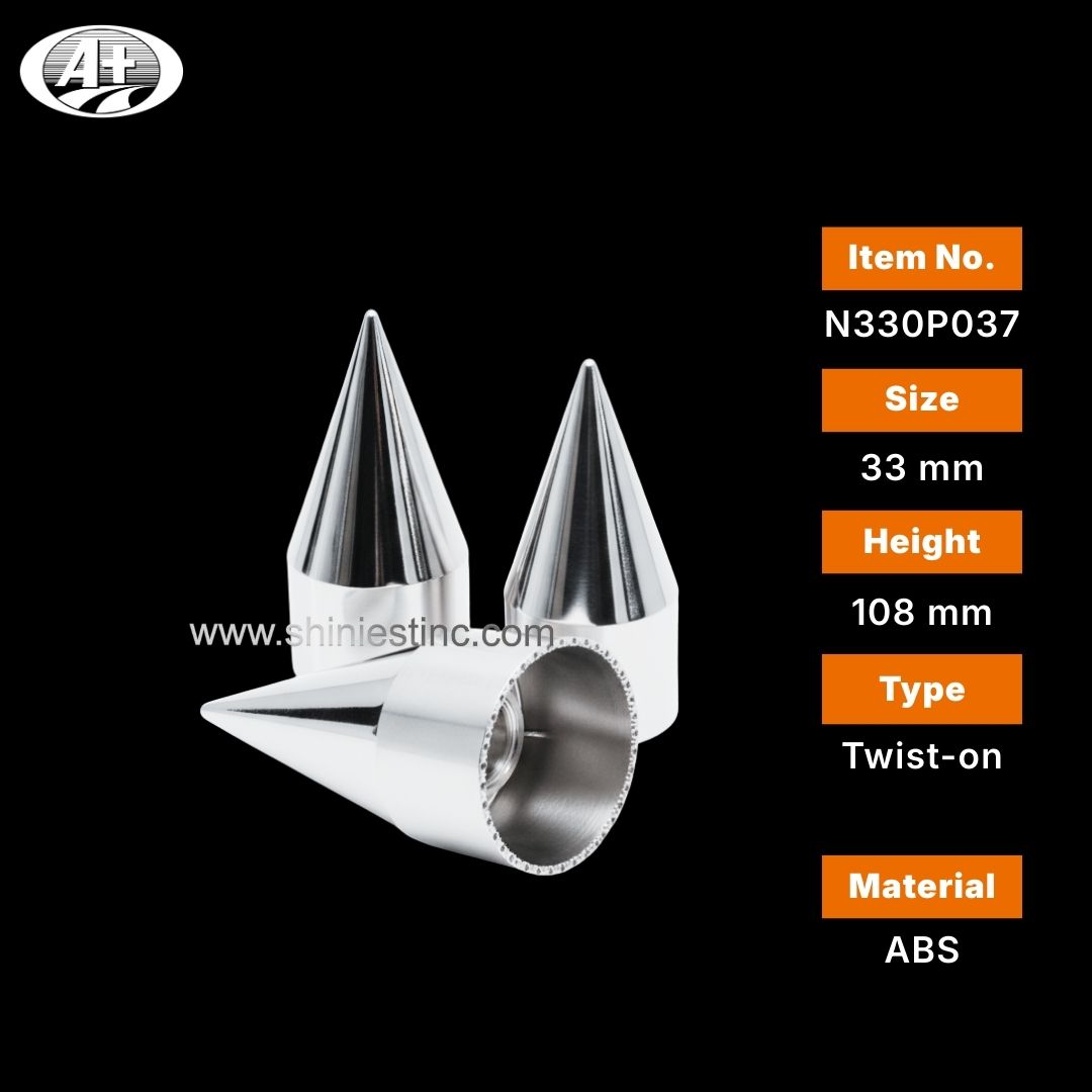 33mm Chrome ABS Spike Lug Nut Cover for American Heavy Duty Trucks