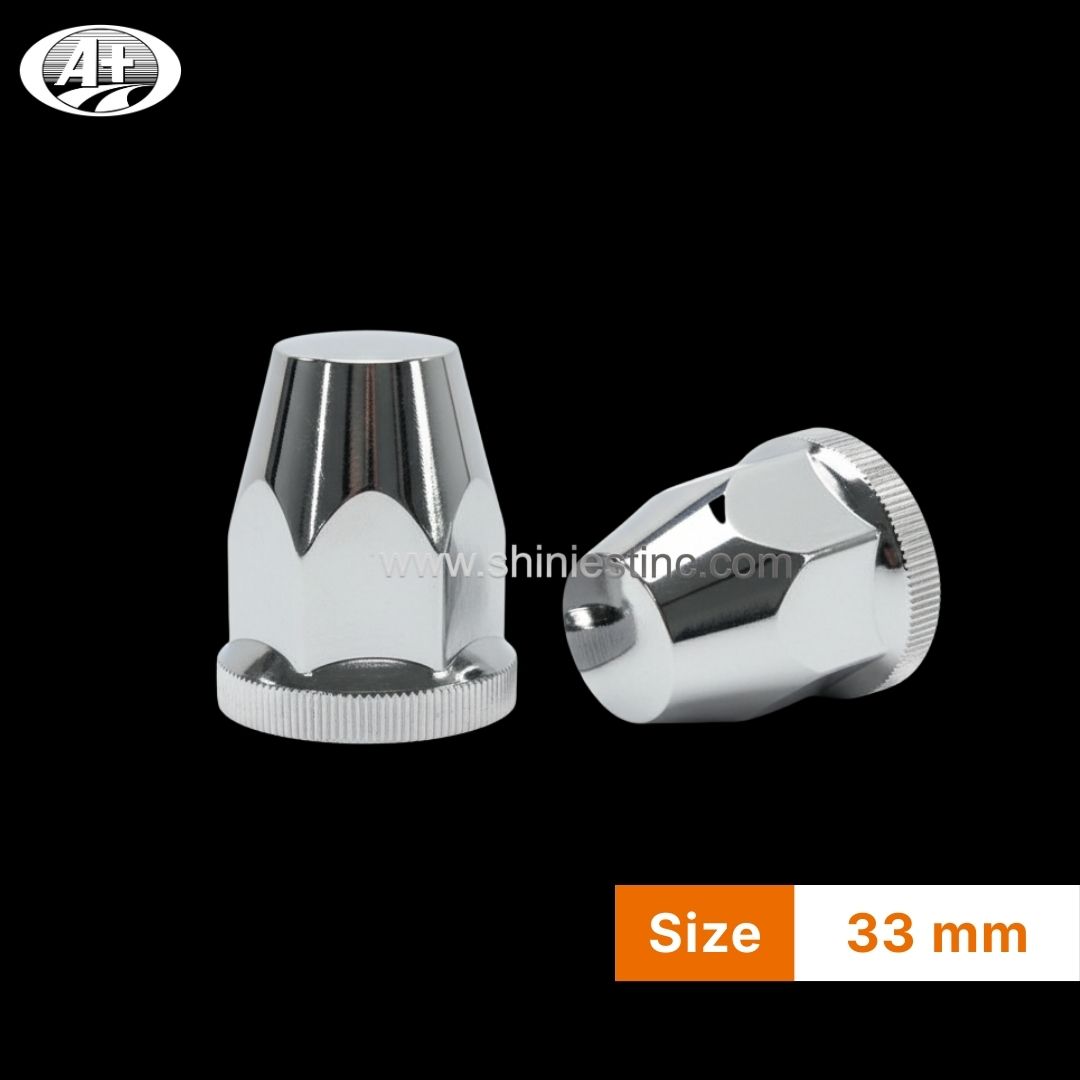 Twist-on 33mm Chrome ABS Hex Lug Nut Cover for Heavy Duty Trucks