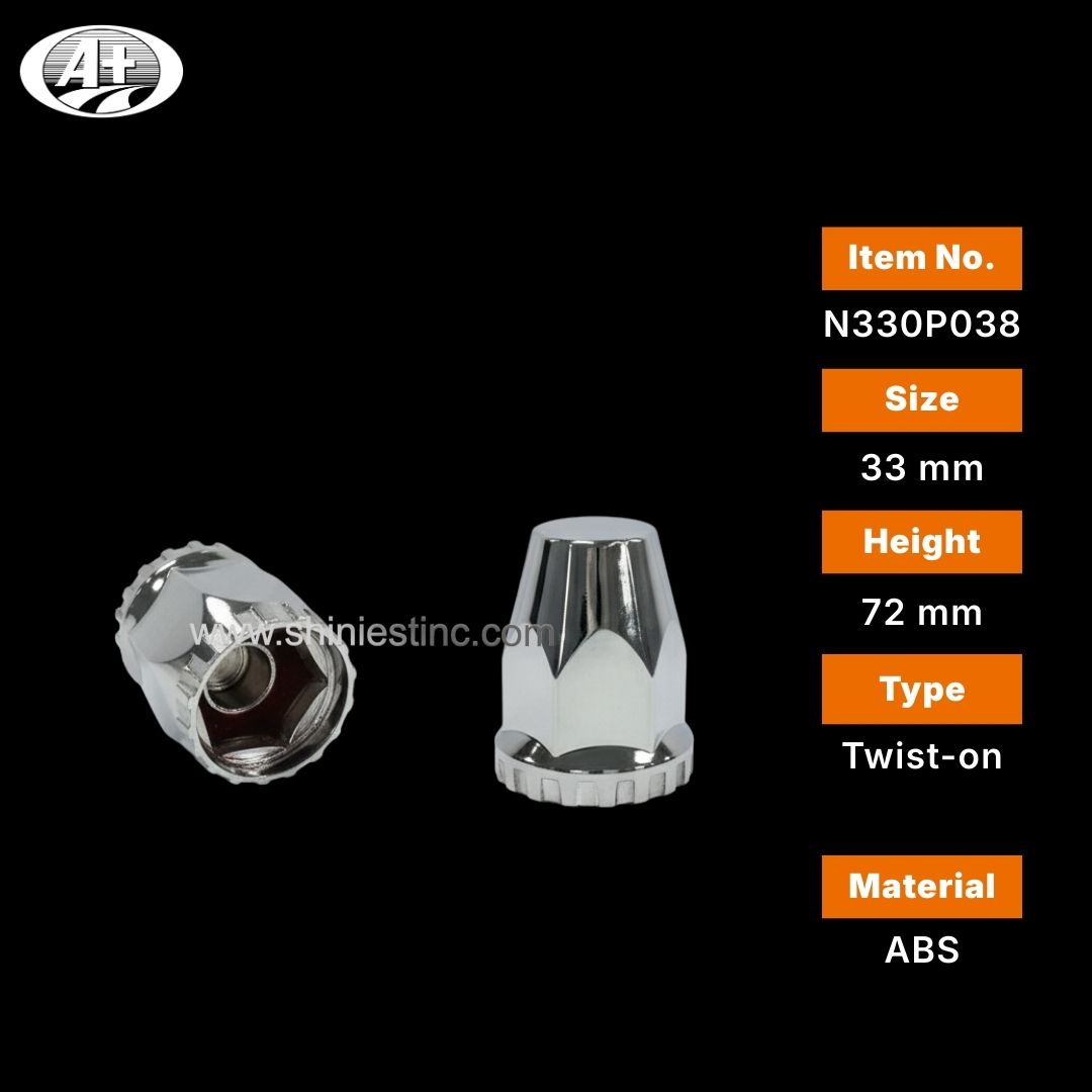 Twist-on 33mm Chrome ABS Hex Lug Nut Cover for Heavy Duty Trucks