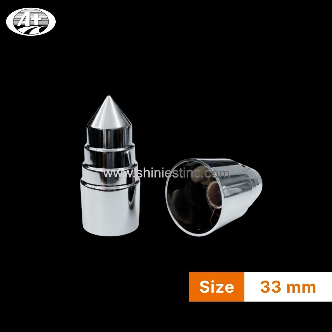 33mm Chrome ABS Tiered Spike Lug Nut Cover for Heavy Duty Trucks