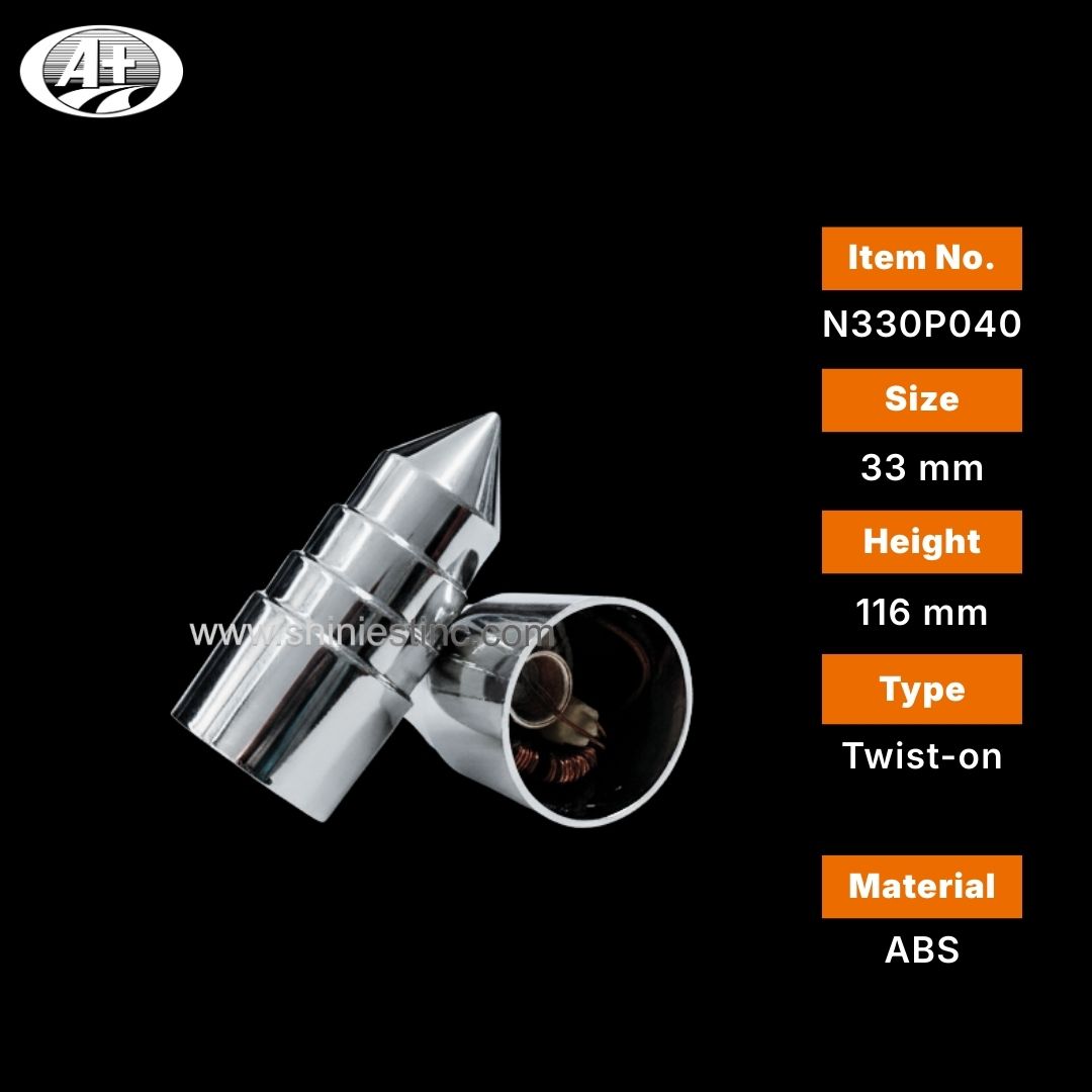 33mm Chrome ABS Tiered Spike Lug Nut Cover for Heavy Duty Trucks