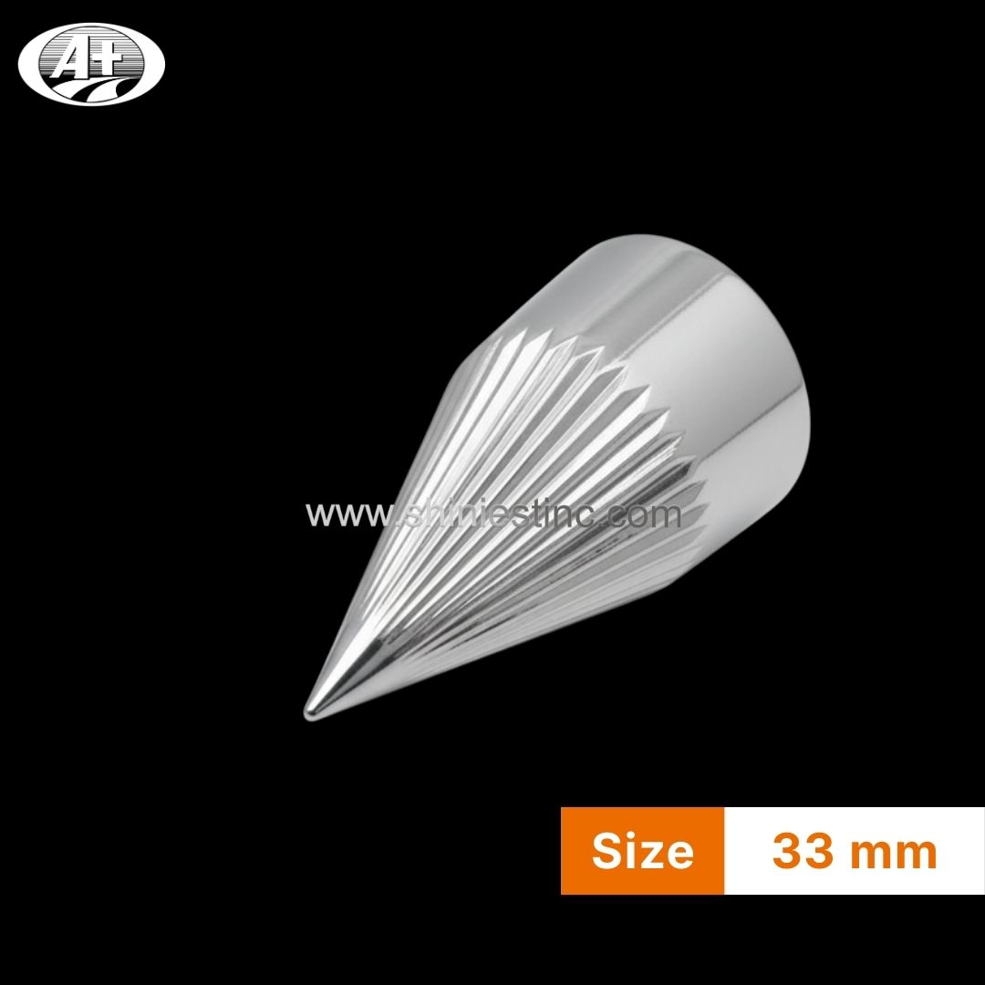 33mm Chrome Ribbed Spike Lug Nut Cover for Heavy Duty Trucks