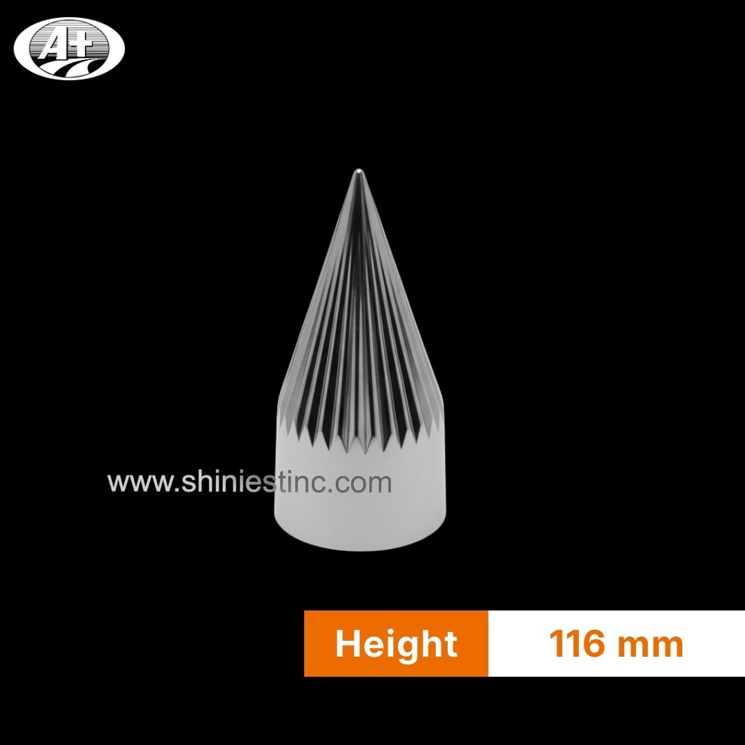 33mm Chrome Ribbed Spike Lug Nut Cover for Heavy Duty Trucks