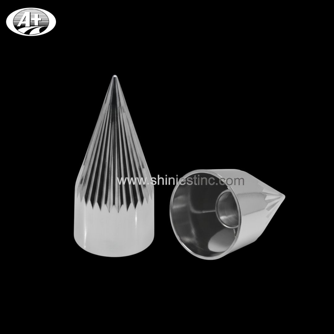 33mm Chrome Ribbed Spike Lug Nut Cover for Heavy Duty Trucks