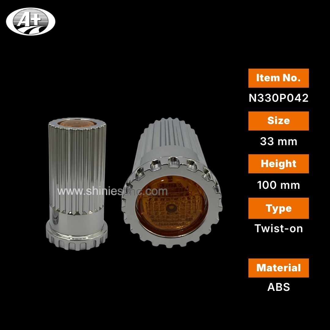 33mm Chrome ABS Ribbed Lug Nut Cover for Heavy Duty Trucks