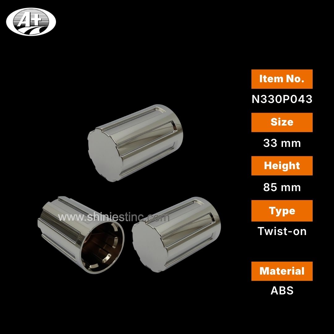 Chrome ABS 33mm Ribbed Wheel Nut Cover for Commercial Trucks
