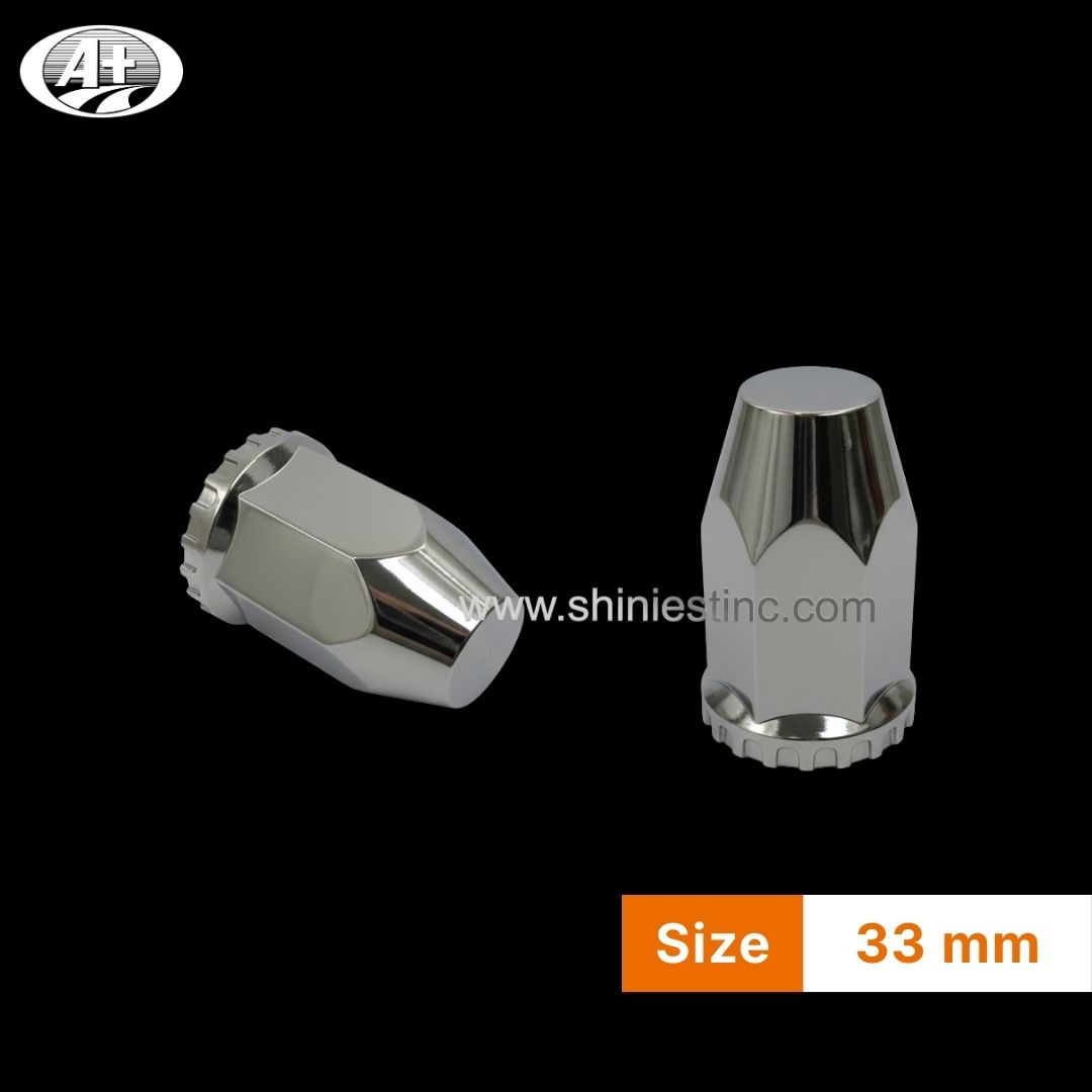 Chrome Metal 33mm Hexagonal Wheel Nut Cap for Highway Trucks