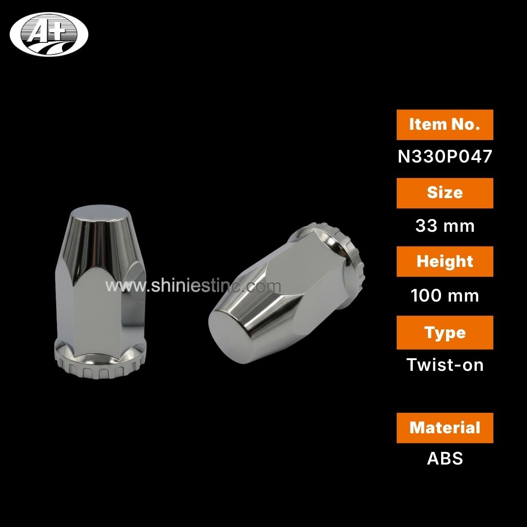 Chrome Metal 33mm Hexagonal Wheel Nut Cap for Highway Trucks