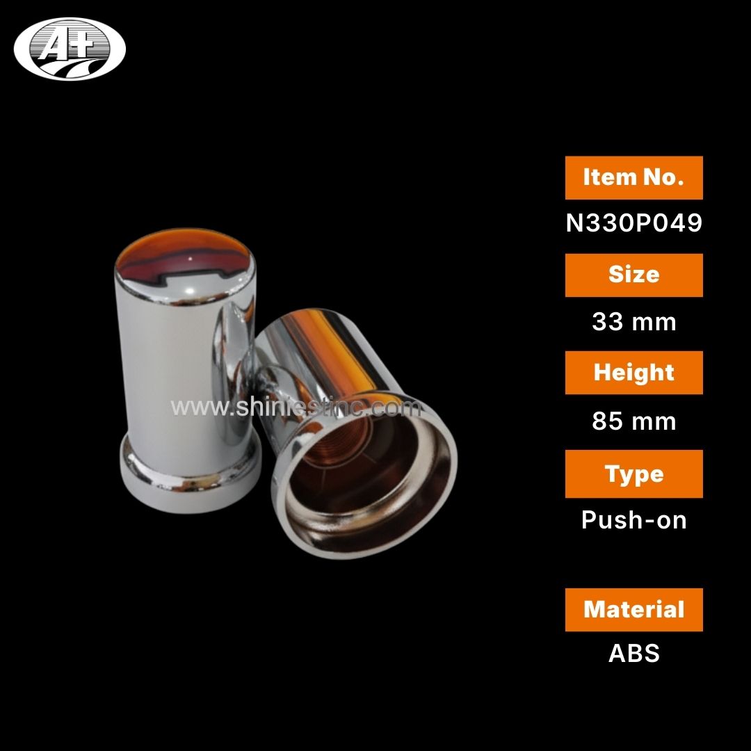 Chrome 33mm High Profile Lug Nut Cap for Big Rigs