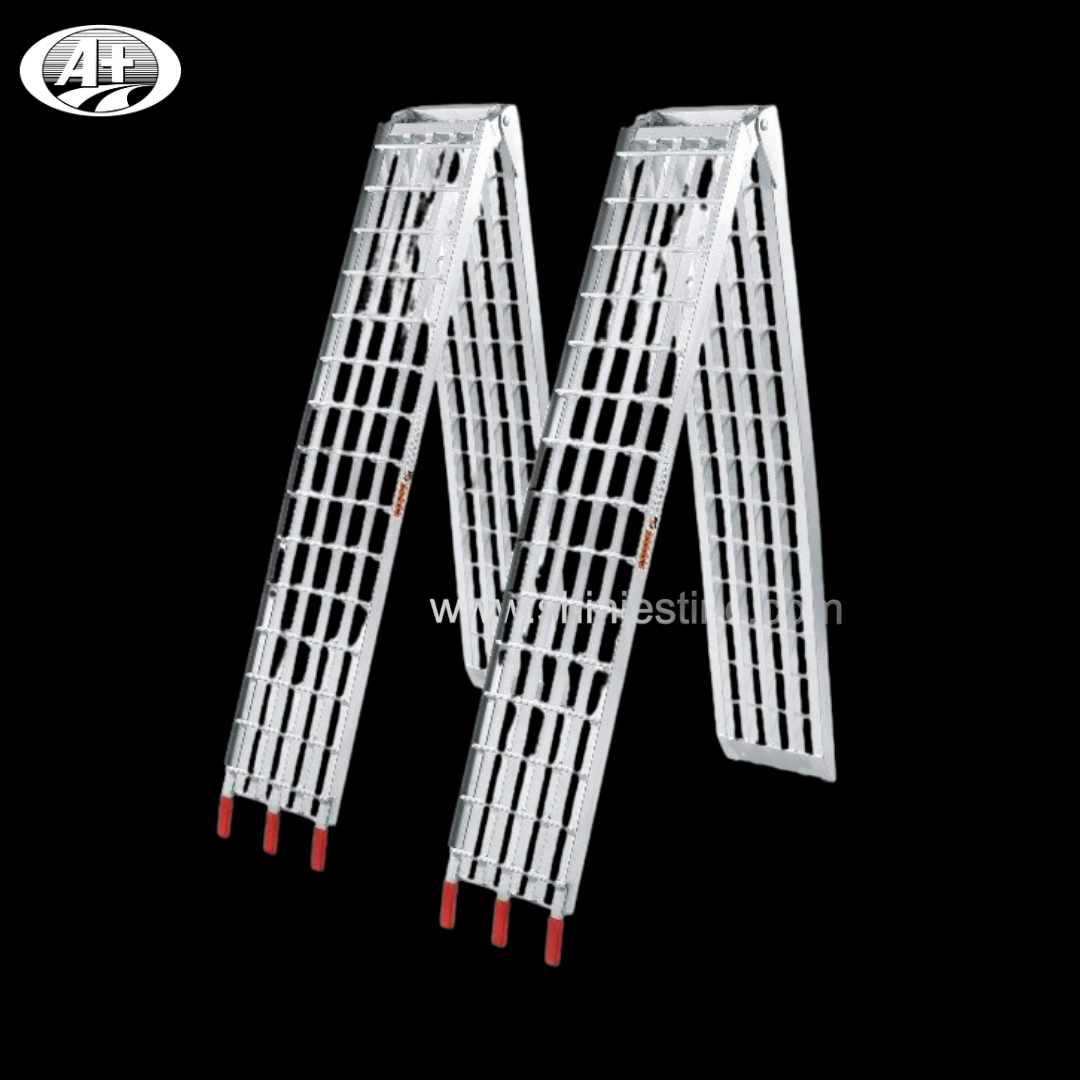 Arched Aluminum Folding ATV Loading Ramp with Ladder Rung Design
