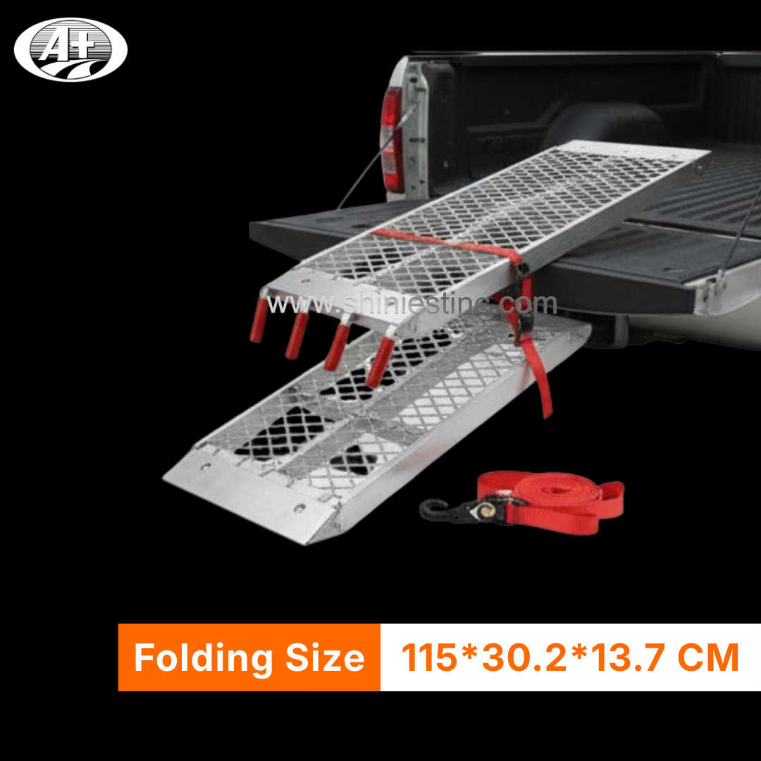 Arched Folding Aluminum ATV Loading Ramps with Expanded Metal Mesh Surface