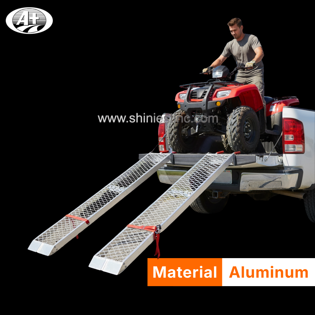 Arched Folding Aluminum ATV Loading Ramps with Expanded Metal Mesh Surface