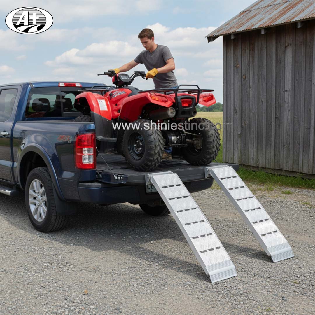 Arched Folding Aluminum ATV Ramp with Anti-Slip Punched Plate Surface