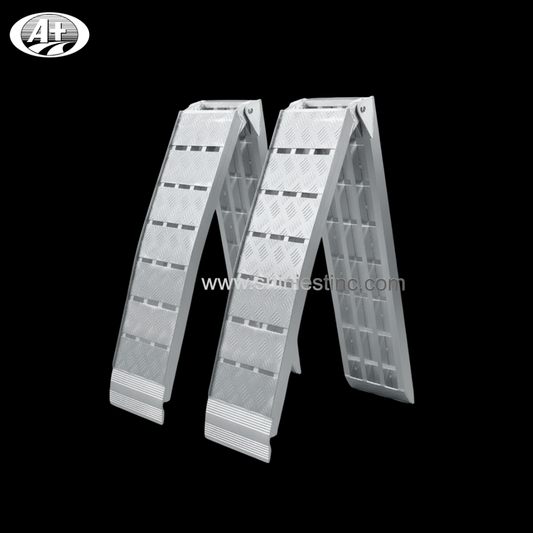 Arched Folding Aluminum ATV Ramp with Anti-Slip Punched Plate Surface