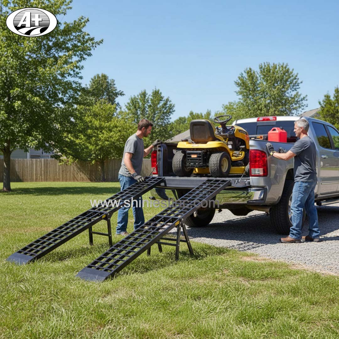 Black Powder Coated Steel Folding Arched ATV Loading Ramps
