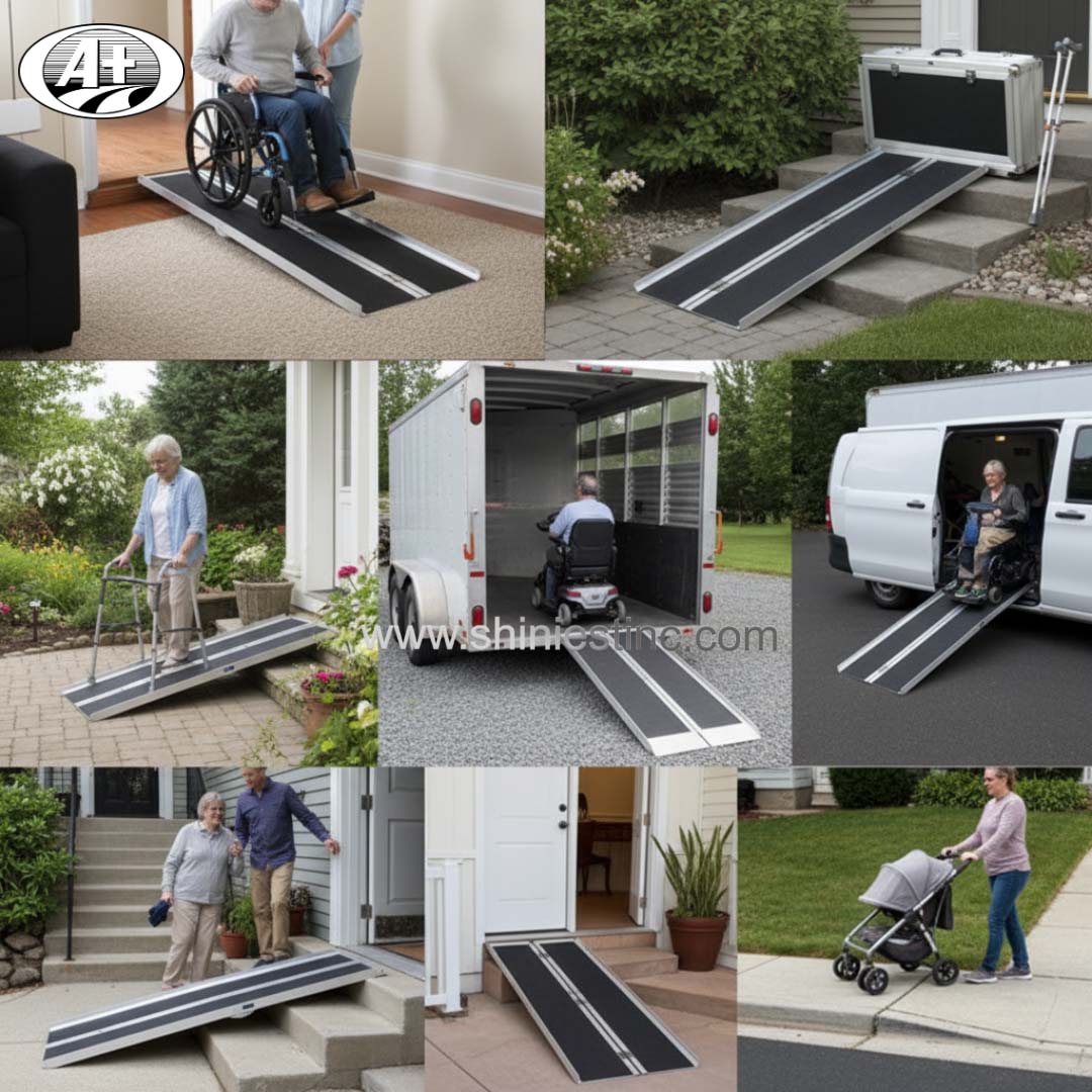 Portable Non-Slip Aluminum Folding Suitcase Ramp for Wheelchair Accessibility